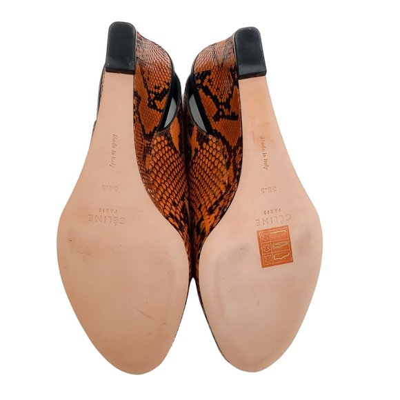 Celine Rust Python Peep Toe Wedges - Picture 9 of 9